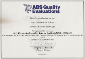 Certificado Auditor Interno Ambiental ISO 14001:2004
